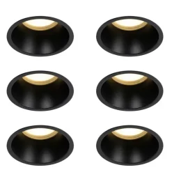 QAZQA Set mit 6 schwarzen Einbauleuchten GU10 70 mm IP44 - Dept