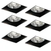 QAZQA Set mit 6 schwarzen Einbauleuchten GU10 70 mm randlos - Oneon