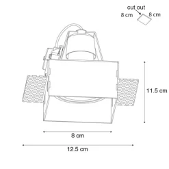 QAZQA Set mit 6 schwarzen Einbauleuchten GU10 70 mm randlos - Oneon