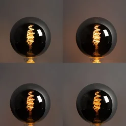 LUEDD Set mit 5 Smart E27 LED-Glühbirnen G125 Schwarz 4W 60lm 1800-3000K