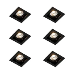 QAZQA Set mit 6 verstellbaren quadratischen Einbaustrahlern schwarz - Artemis 70