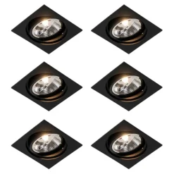QAZQA Set mit 6 verstellbaren schwarzen Einbaustrahlern - Chuck 111