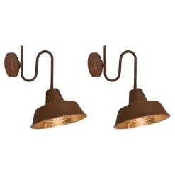 QAZQA Set mit 2 Wandleuchten rosten mit goldenem Interieur - Fabrik