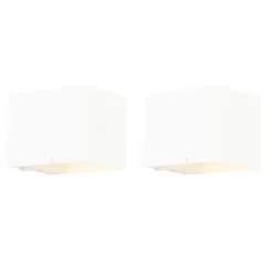 QAZQA Set mit 2 Wandleuchten weiß mit Dimmer wiederaufladbar - Joris