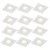 QAZQA Set mit 12 weißen quadratischen GU10 Einbaustrahlern 50 mm IP44 - Xena
