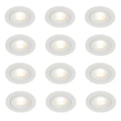 QAZQA Set mit 12 weißen runden GU10 Einbauleuchten 50 mm IP44 - Xena