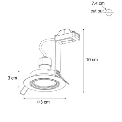 QAZQA Set van 6 moderne inbouwspots gunmetal GU10 50mm rond kantelbaar - Edu