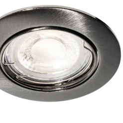 QAZQA Set van 6 moderne inbouwspots gunmetal GU10 50mm rond kantelbaar - Edu