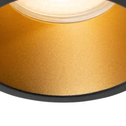 QAZQA Set van 6 moderne inbouwspots zwart met goud GU10 70mm IP44 - Dept