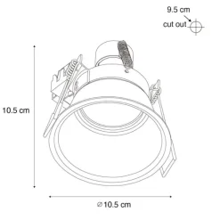 QAZQA Set van 6 moderne inbouwspots zwart met goud GU10 70mm IP44 - Dept