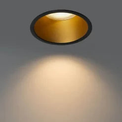 QAZQA Set van 6 moderne inbouwspots zwart met goud GU10 70mm IP44 - Dept