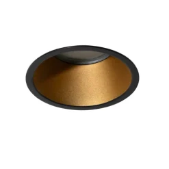 QAZQA Set van 6 moderne inbouwspots zwart met goud GU10 70mm IP44 - Dept