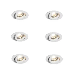 QAZQA Set van 6 moderne inbouwspots wit 8,2cm incl. LED IP54 ultra slim - Pupil