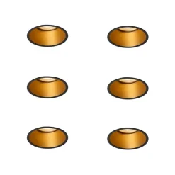 QAZQA Set van 6 moderne inbouwspots zwart met goud GU10 50mm IP44 - Dept