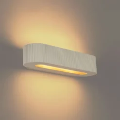 QAZQA Skandinavische Wandleuchte Beige UFO 2-flammig - Plaster