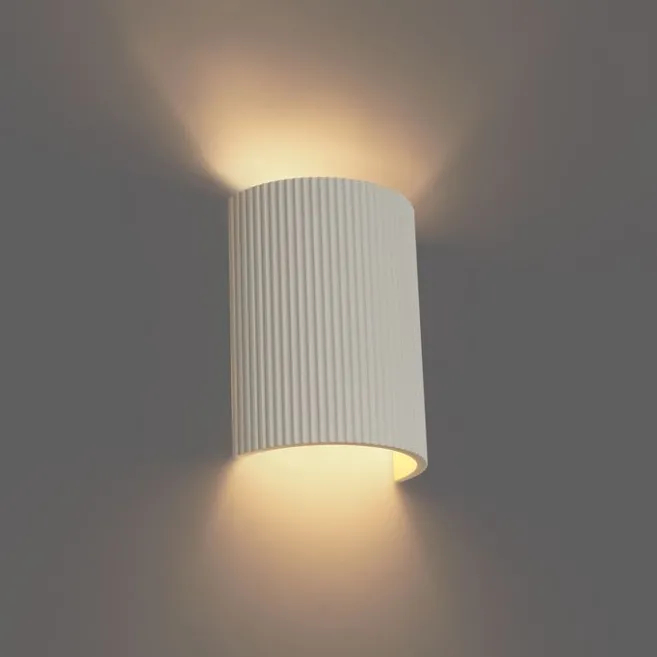QAZQA Skandinavische Wandleuchte Beige Oval - Plaster