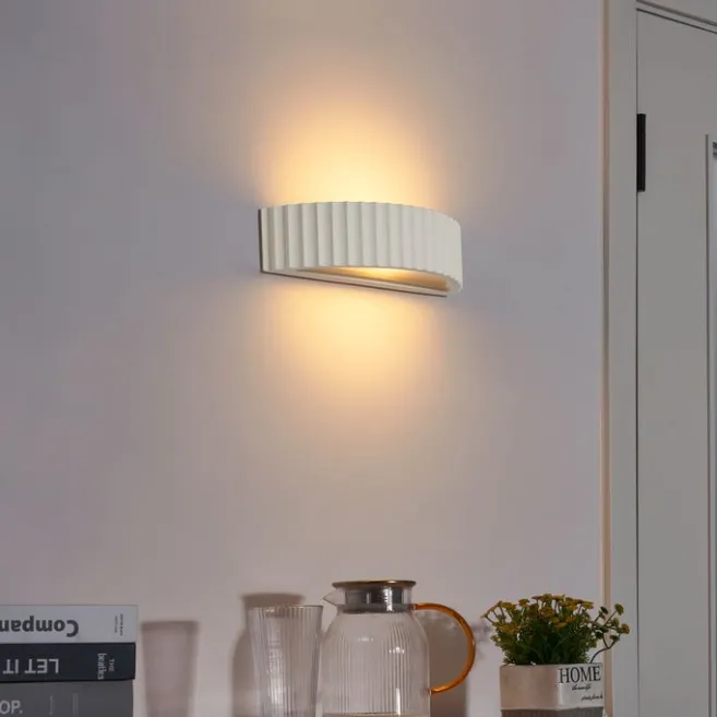 QAZQA Skandinavische Wandleuchte Beige Organic - Plaster