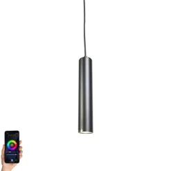 QAZQA Smart Design Hängelampe schwarz inkl. WiFi GU10 Lichtquelle - Tuba Small