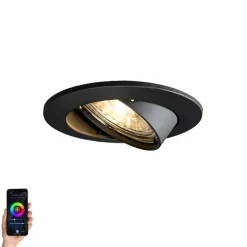 QAZQA Smart Einbau Spot schwarz kippbar inkl. Wifi GU10 - Edu