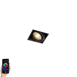 QAZQA Smart Einbau Spot schwarz inkl. Wifi GU10 trimless - Oneon 1