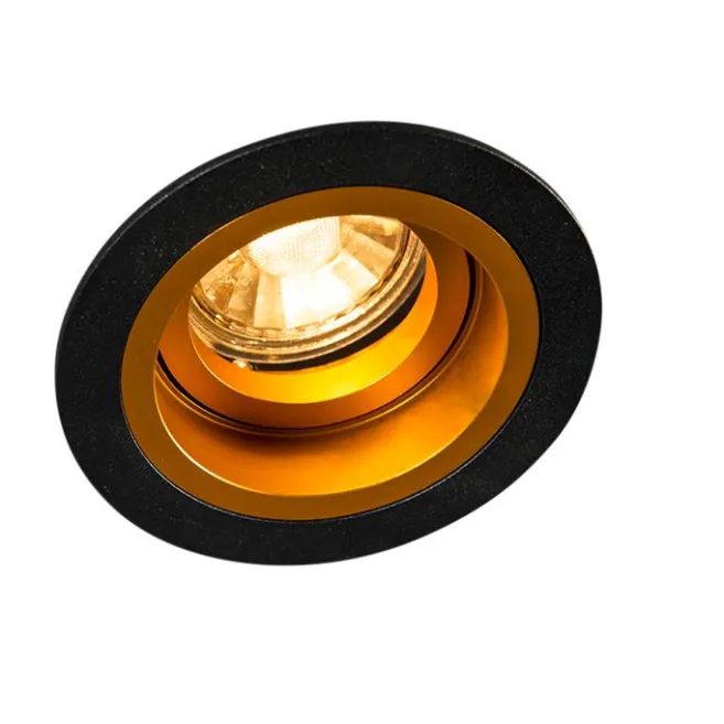 QAZQA Smart Einbauspot schwarz mit gold neigbar inkl. Wifi GU10 - Chuck