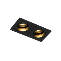 QAZQA Smart Einbauspot schwarz rechteckig verstellbar inkl. 2 WiFi GU10 - Chuck