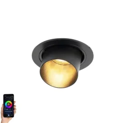 QAZQA Smart Einbaustrahler schwarz inkl. WiFi GU10 verstellbar - Installa