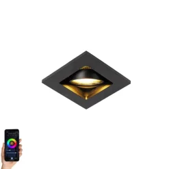 QAZQA Smart Einbaustrahler schwarz inkl. WiFi GU10 verstellbar - Qure