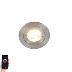 QAZQA Smart Einbaustrahler Stahl rund IP44 inkl. Wifi GU10 - Xena