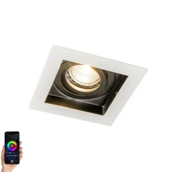 QAZQA Smart Einbaustrahler weiß inkl. WiFi GU10 verstellbar - Carree