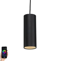 QAZQA Smart Hängelampe schwarz inkl. WiFi GU10 - Tubo