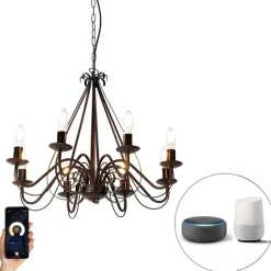 QAZQA Smart Kronleuchter Rostbraun 8 Lichter inkl. Wifi B35 - Giuseppe