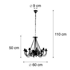 QAZQA Smart Kronleuchter Rostbraun 8 Lichter inkl. Wifi B35 - Giuseppe