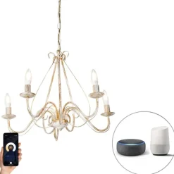 QAZQA Smart Kronleuchter weiß 5 Lichter inkl. Wifi B35 - Giuseppe