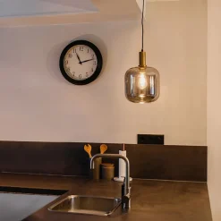 QAZQA Smart Pendelleuchte Schwarz mit Gold und Rauchglas inkl. Wifi A60 - Zuzanna