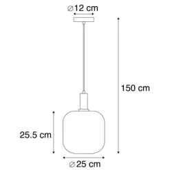 QAZQA Smart Pendelleuchte Schwarz mit Gold und Rauchglas inkl. Wifi A60 - Zuzanna