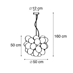 QAZQA Smart Pendelleuchte schwarz mit Bernsteinglas inkl. 8 WiFi G9 - Uvas