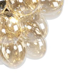 QAZQA Smart Pendelleuchte schwarz mit Bernsteinglas inkl. 8 WiFi G9 - Uvas