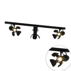 QAZQA Smart Rail System Schwarz 3 Lichter inkl. Wifi GU10 - Movie
