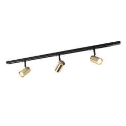 QAZQA Smart Schienensystem schwarz mit Gold 1-phasig 3-Licht inkl. Wifi GU10 - Iconic Jeana