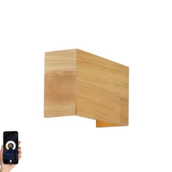 QAZQA Smart Wandleuchte Eichenholz 24 cm inkl. Wifi G9 - Otan