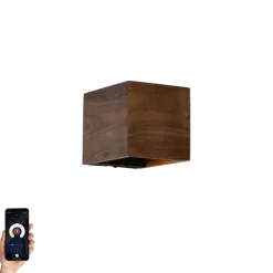 QAZQA Smart Wandleuchte Nussbaumholz inkl. Wi-Fi G9 - Transfer
