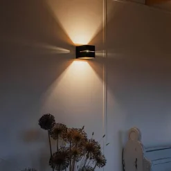 QAZQA Smart Wandleuchte schwarz mit Gold 9,7 cm inkl. WiFi G9 - Transfer Groove