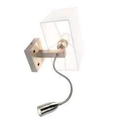 QAZQA Smart Wandleuchte Stahl mit Schirm cremeweiß inkl. Wifi P45 - Bergamo