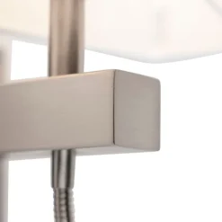 QAZQA Smart Wandleuchte Stahl mit Schirm cremeweiß inkl. Wifi P45 - Bergamo