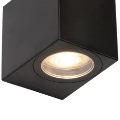 QAZQA Smarte Außenwandleuchte schwarz IP65 inkl. Wifi GU10 50mm - Baleno