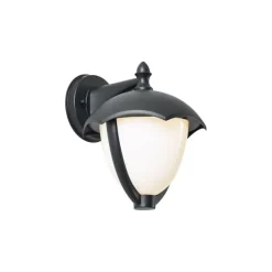 QAZQA Smarte Außenwandleuchte schwarz mit Opalglas inkl. LED IP54 - Classica