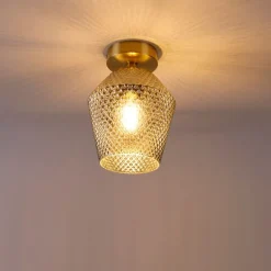 QAZQA Smarte Deckenleuchte aus Messing mit Rauchglas inkl. WiFi A60 - Karce