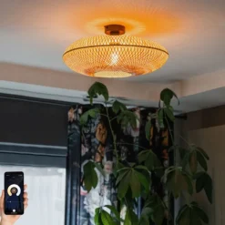 Kinder QAZQA Smarte Deckenleuchte Bambus 50 cm inkl. Wifi G95 - Ostrava