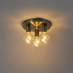 QAZQA Smarte Deckenleuchte Bronze Rund inkl. 3 Wifi G95 - Facil